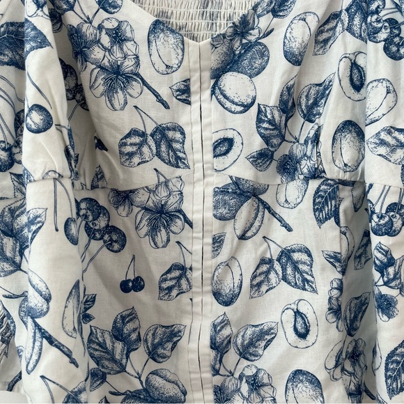 NWT Rachel Zoe linen blue fruits prints top 2X - Picture 5 of 8